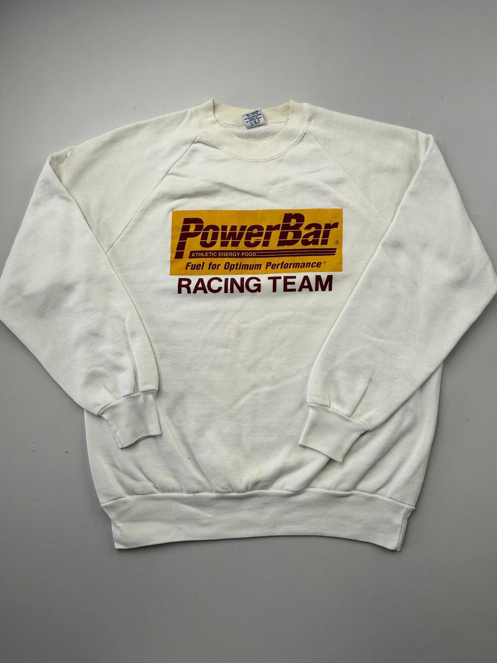 Vintage Anvil PowerBar Racing Team Sweatshirt Mens XL White Fleece USA Read